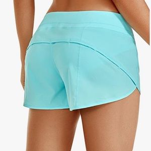 CRZ YOGA Women's Workout Running Shorts Mesh Liner - 2.5'' Color Hydra Blue
